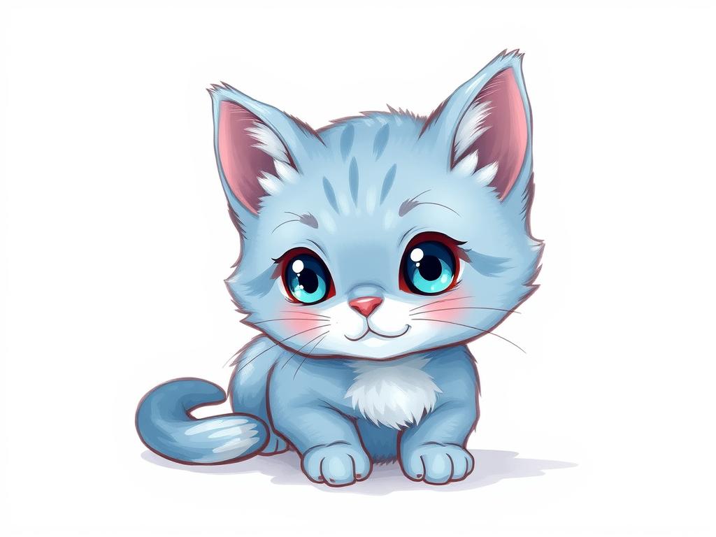 Cat Next To Desk  Cartoon Illistartion