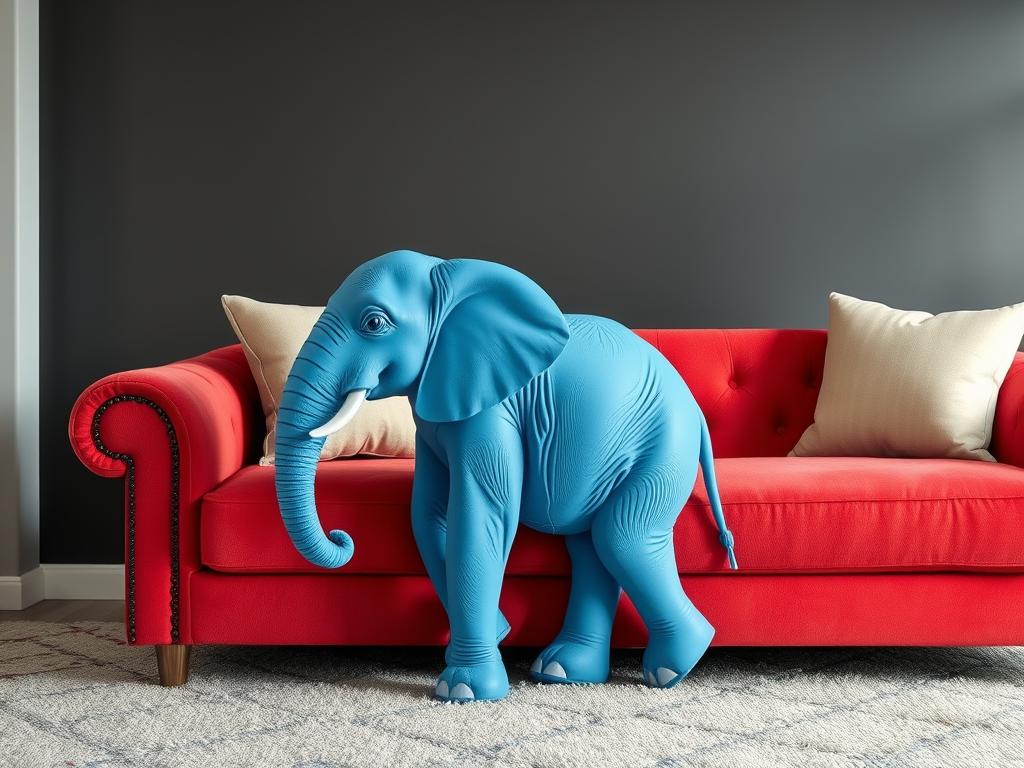 Seekor Gajah Yang Duduk Diatas Sofa
