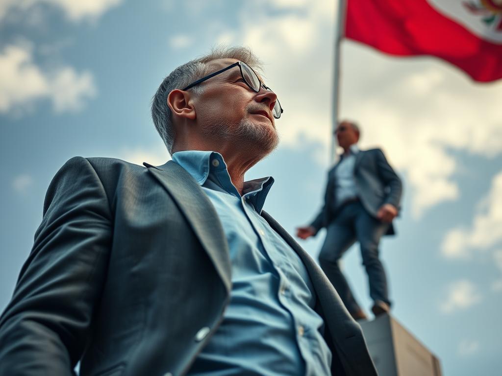 Der Mann Ist Nun Gut Gekleidet Selbstbewusst Sitzt Entspannt