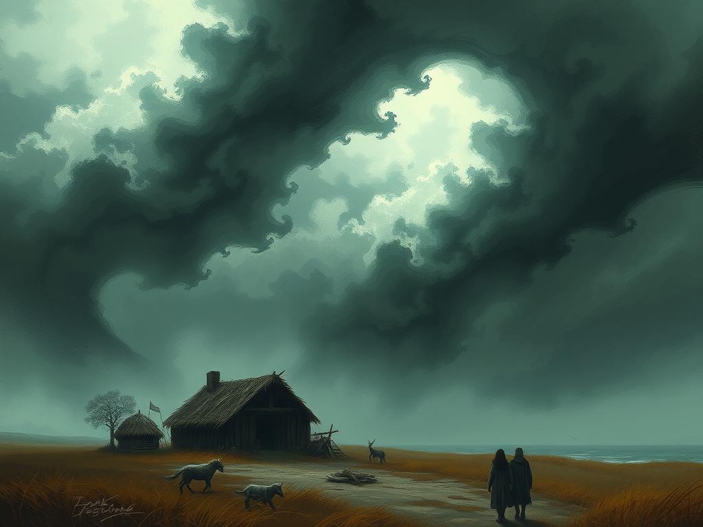 A Ship Shrouded In Thick Fog With A Crew Running Around In Panic