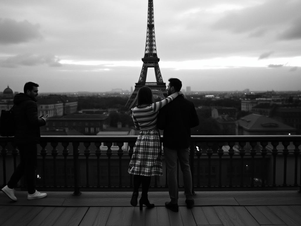 Une Femme Et Un Homme Se Regardent Au Mide D'une Rue