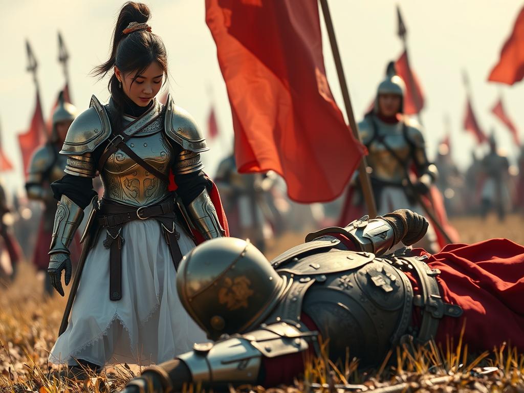 Main Prompt Medieval Warrior In Front Of A Fortress During Battle
