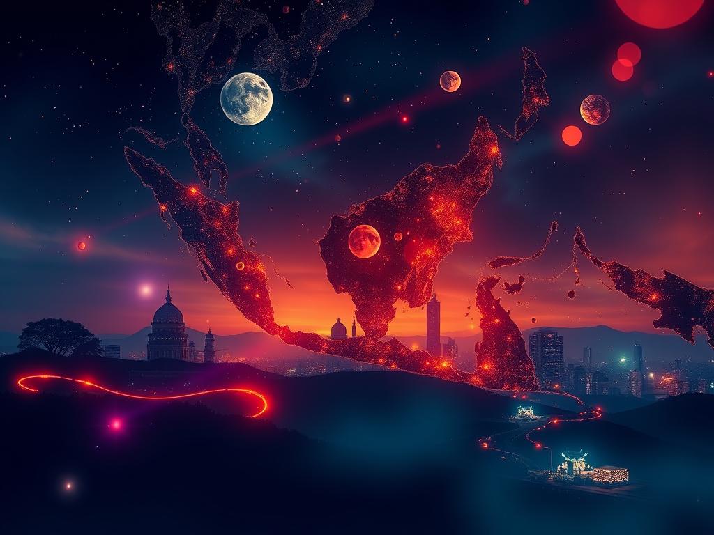 Cinematic Realism Dark Mysterious Night Full Rising Moon Directly