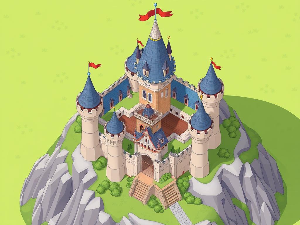 A Floating Citadel Drifts In A Twilight Sky Surrounded By A