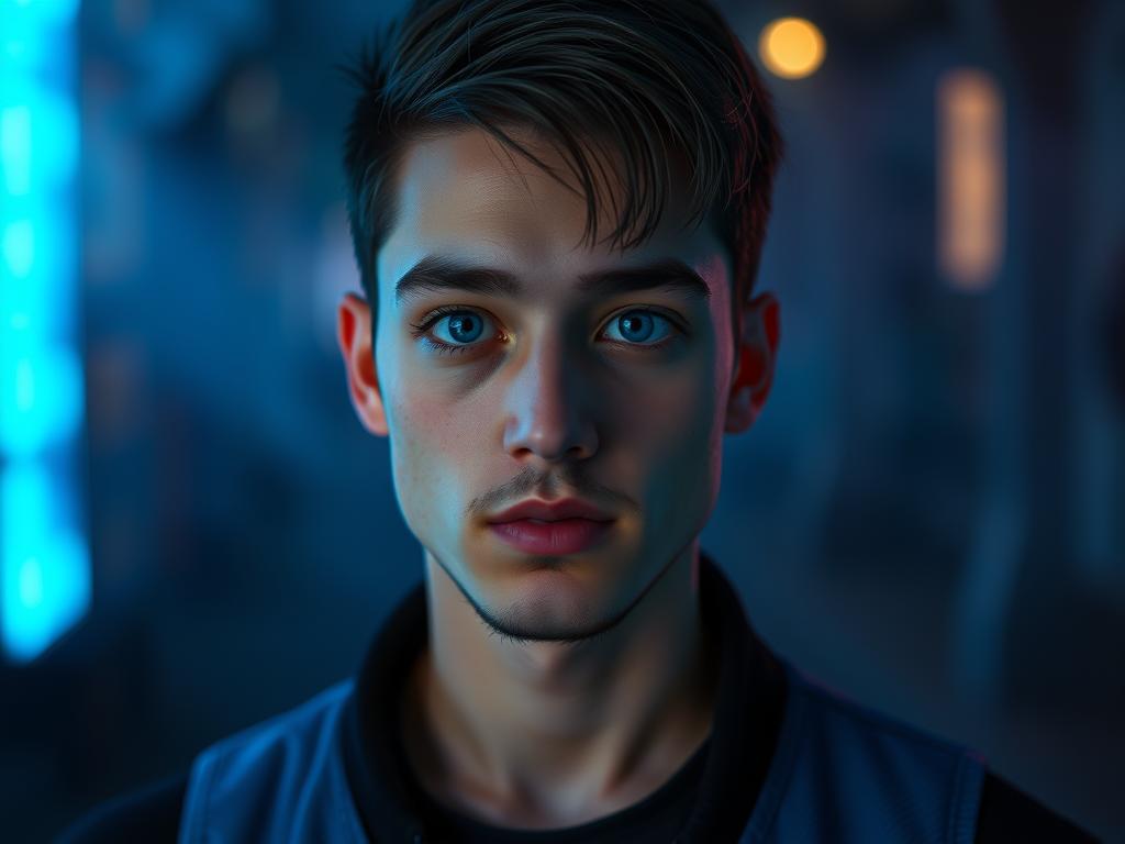 A Lone Human Figure Stands Quietly In A Vast Dark Space Surrounded