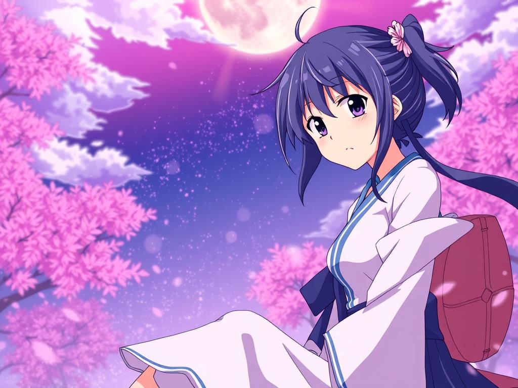 Anime Rambut Panjang Wolf Cut Baju Y2k Pegang Telepon Di Depan