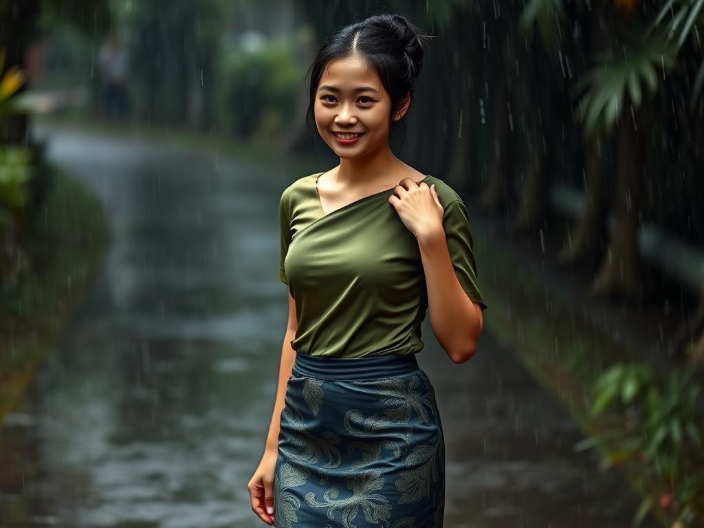 A Dreamy Romantic Animated Painting Of A Graceful Young Woman