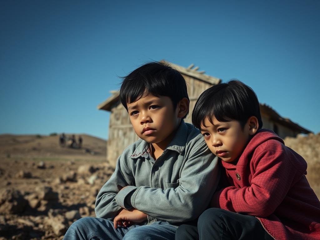 Tres Niños Camindo En El Bosque