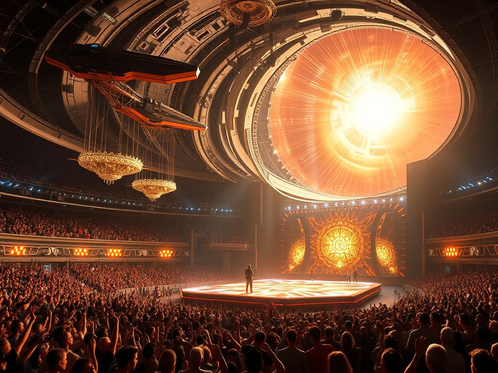 In A Large Room That Appears To Be An Ancient Stone Temple With