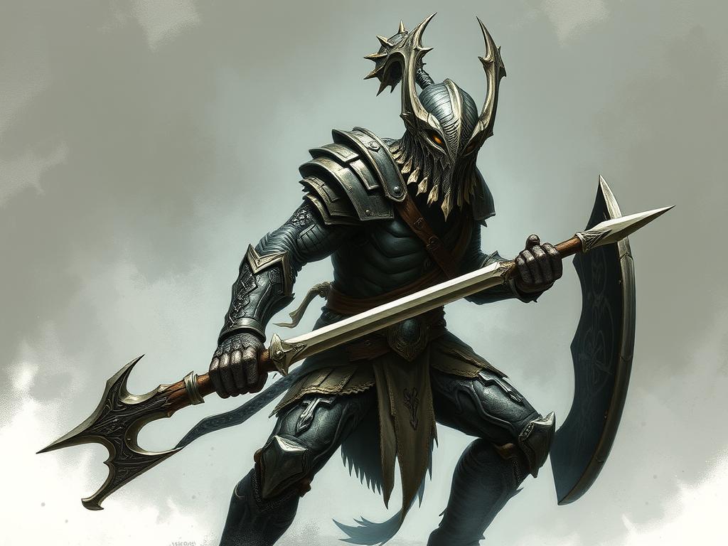 A Giant Walks Throu The Valley Over A Meadow Downhill