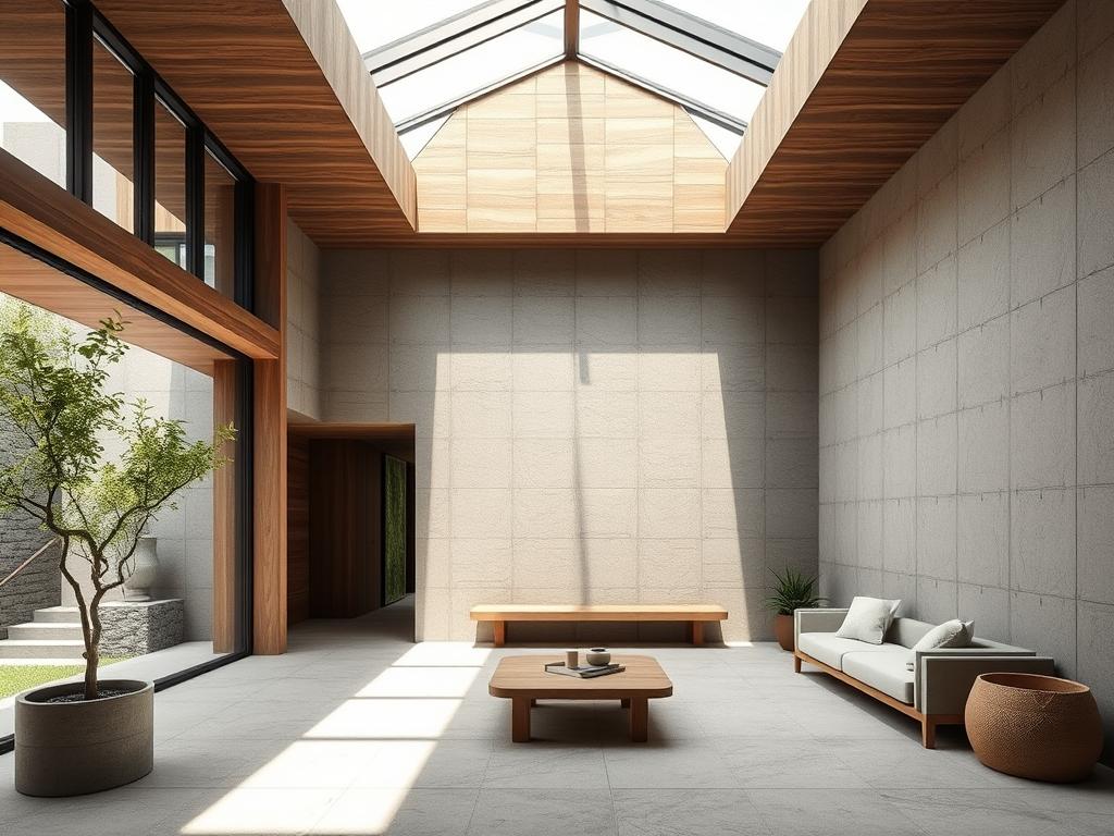 The Long Room With A High Ceiling Had A Skylight There Was A