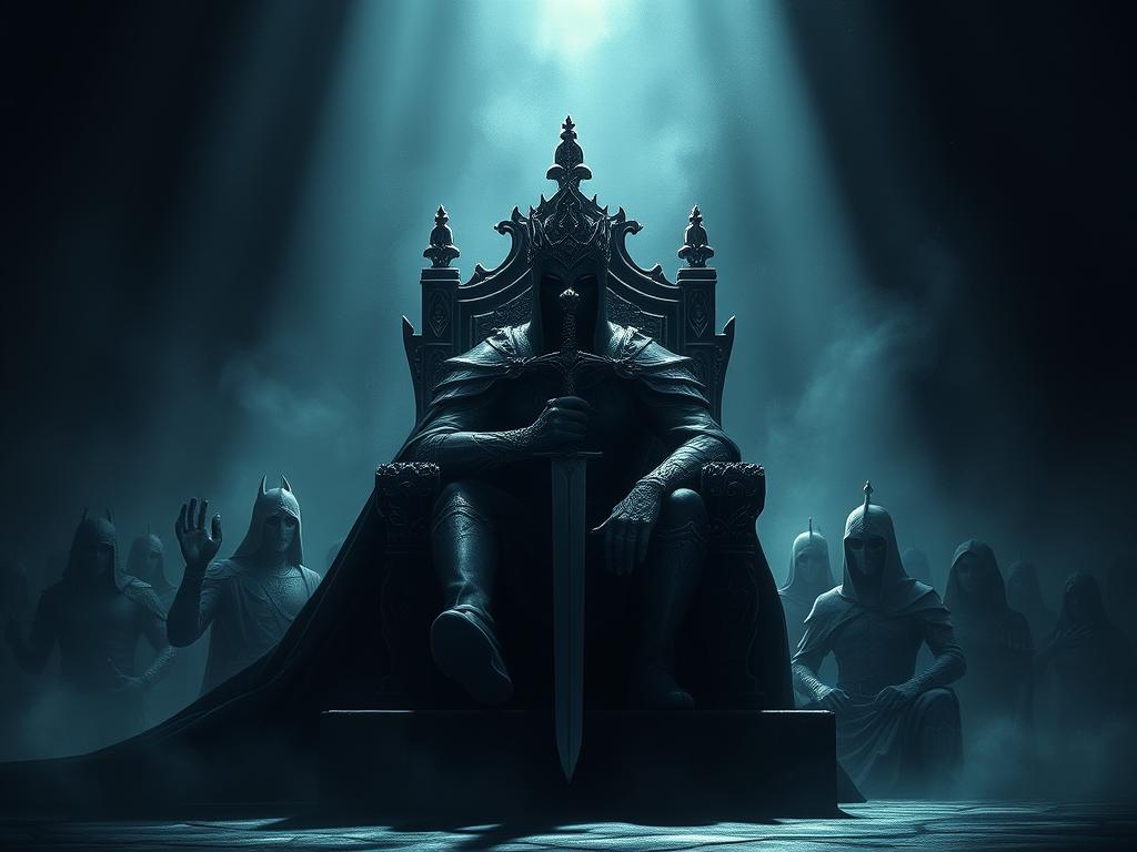 An Anime-style Dark Cityscape At Night With A Shadowy Figure