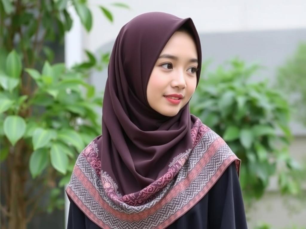 Sebuah Wanita Dengan Hijab Berwarna Biru Dan Seorang Pria