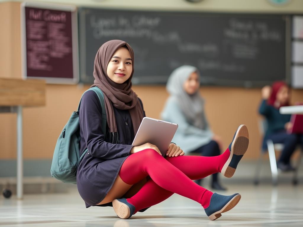 Cewek Cantik Pakai Hijab Pashmina Warna Hitam