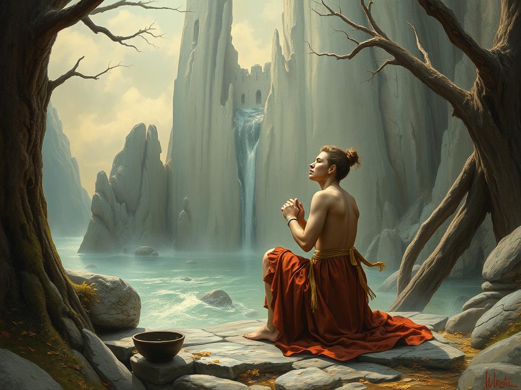 Seorang Pria Berdiri Di Pinggir Tebing Dengan Tangan Terbuka