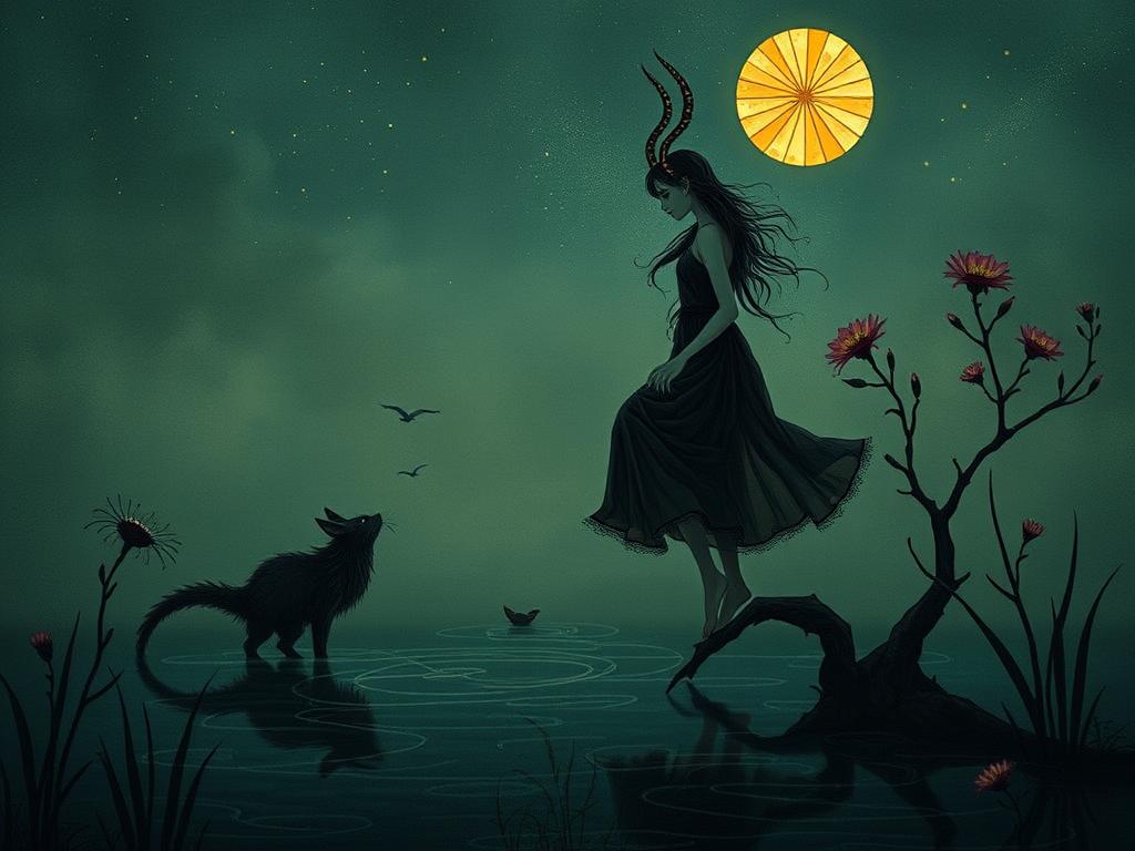 A Cute Little Anime Witch Seen From Behind Looking Over Her