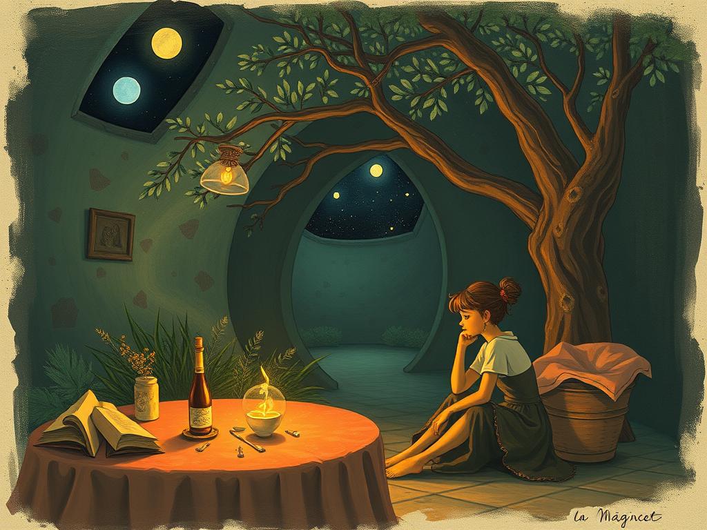A Boy In A Table With Sunset
