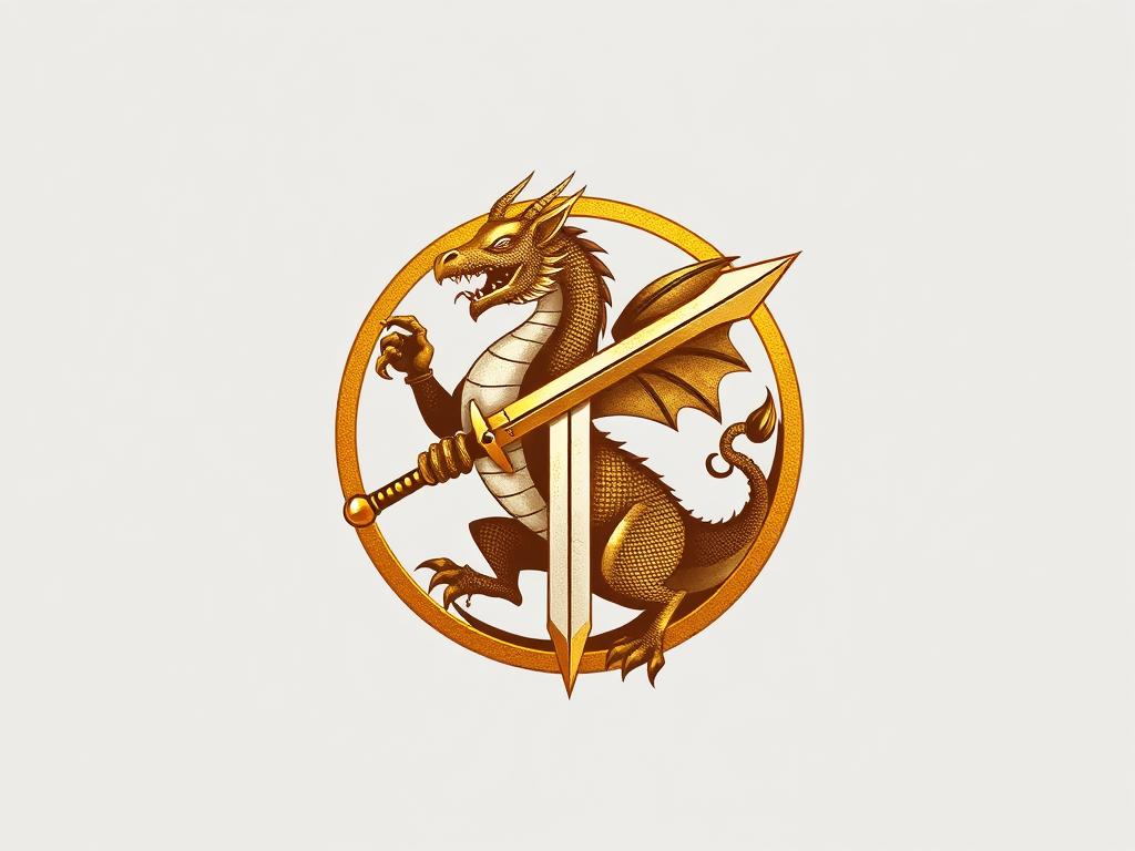 Gildenlogo Cozy Drache Mit Schwert Rund