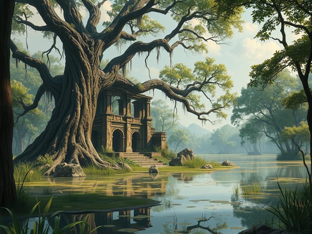 A Floating Citadel Drifts In A Twilight Sky Surrounded By A