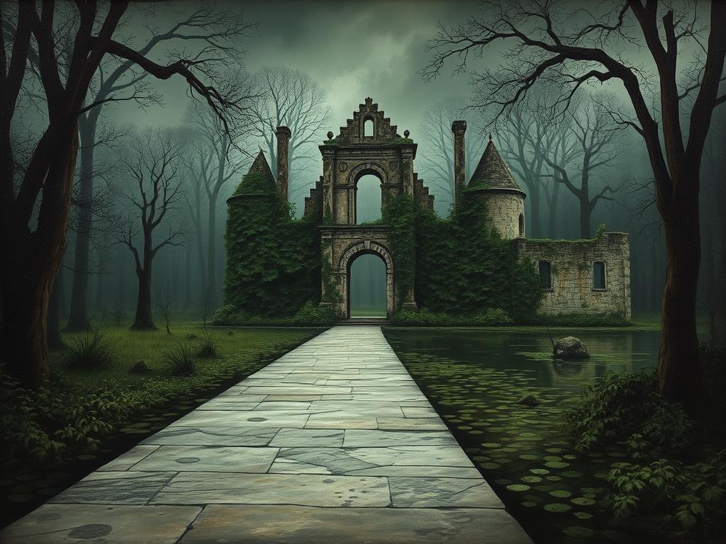 An Enchanted Forest Clearing On Halloween Night Bathed In A