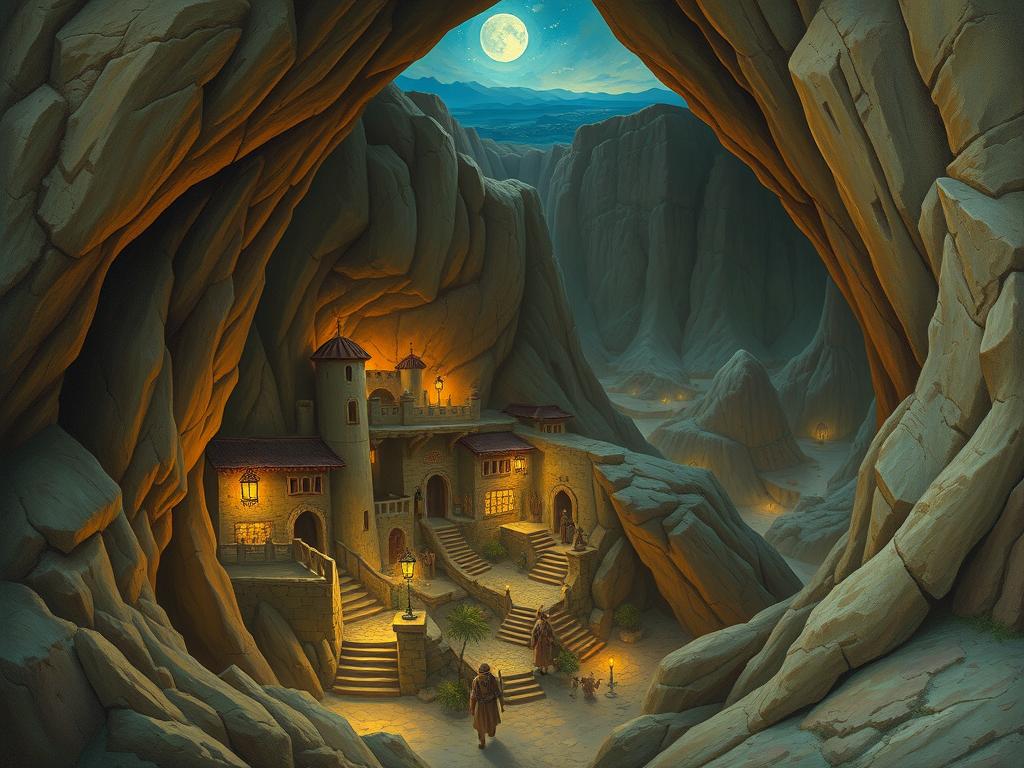 A Floating Citadel Drifts In A Twilight Sky Surrounded By A