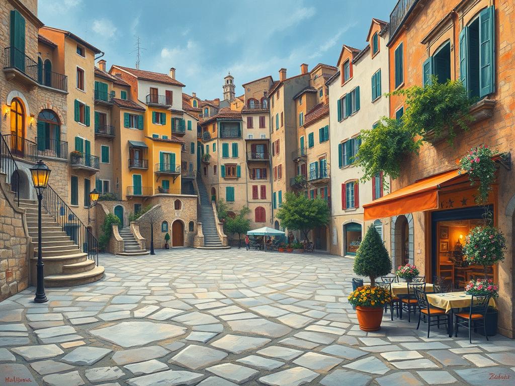 Wide Shot Of A Devastated Urban Street Collapsed Buildings And