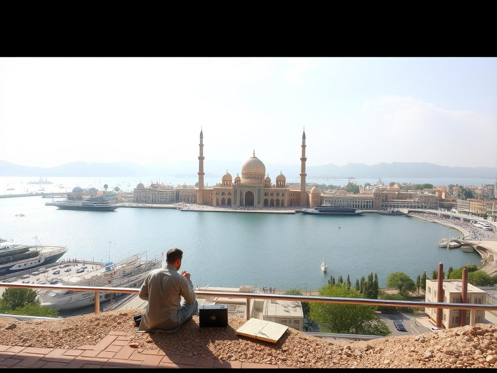 صورة رجل يشتري من السوق ويرتدي زيا