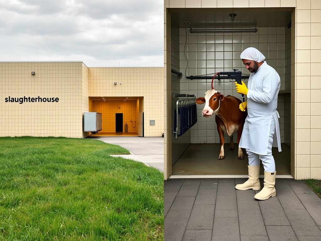 Full View - A Butcher In A White Apron And White Boots