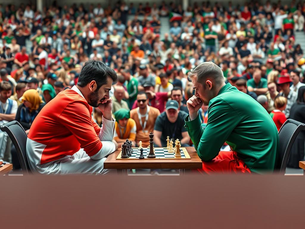 Two Young Guys Playing Table Tennis In The Stadium